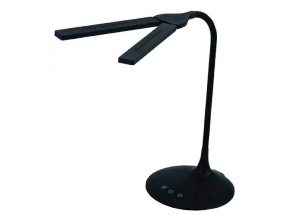 LAMPARA DE ESCRITORIO ARCHIVO 2000 LED 6W 280LM DOBLE CABEZAL BRILLO REGULABLE 2 NIVELES COLOR RECARGABLE NEGRO