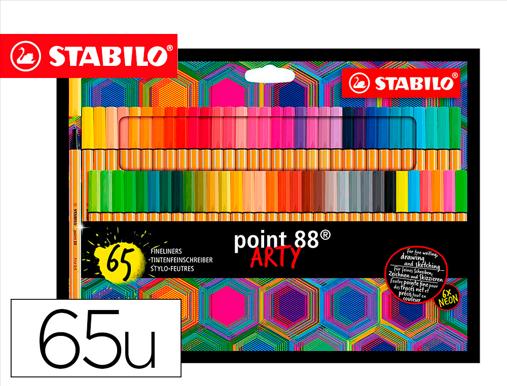 ROTULADOR STABILO POINT 88 PUNTA DE FIBRA ARTY LINE ESTUCHE CARTON DE 65 UNIDADES COLORES SURTIDOS