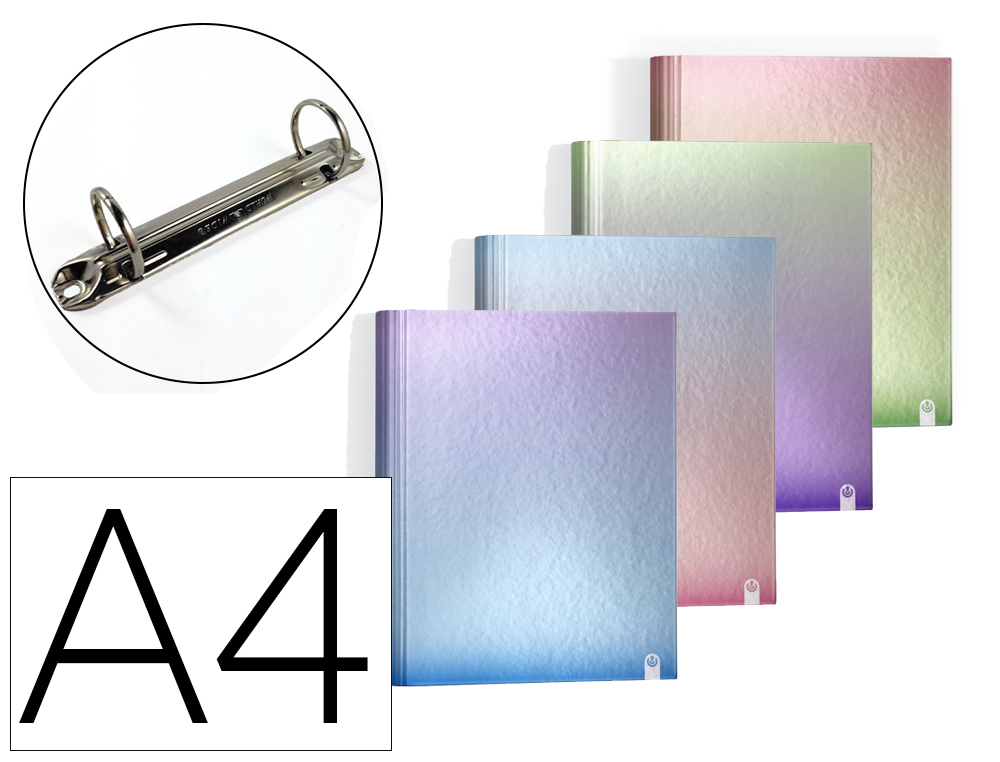 CARPETA 4 ANILLAS DE 25 MM CARCHIVO DIN A4 CARTON FORRADO COLOR METALIZADO GRADIENT