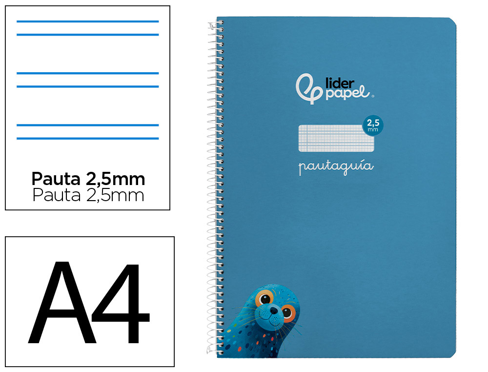 CUADERNO ESPIRAL LIDERPAPEL A4 PAUTAGUIA TAPA BLANDA 80H 75GR CUADRO PAUTADO 2,5MM COLOR AZUL