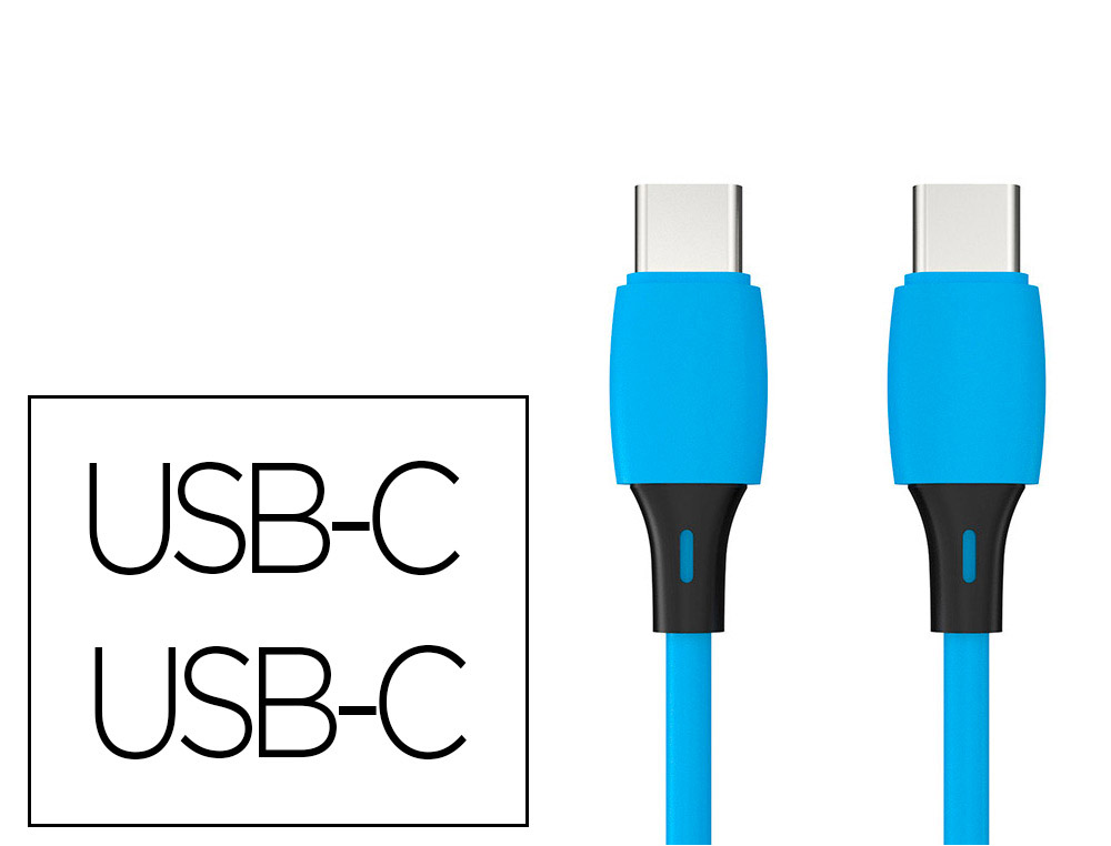 CABLE USB-C A USB-C Q-CONNECT PVC LONGITUD 2M AZUL