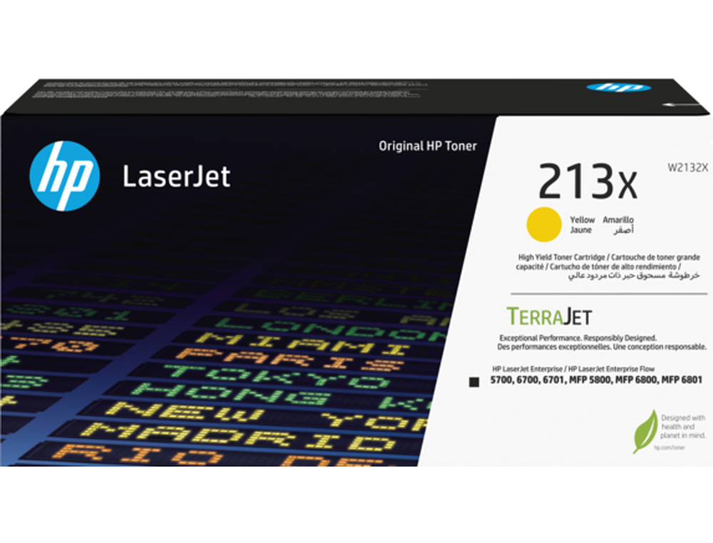 TONER HP 213X LASERJET 5700/6700/6701/MFP 5800/6800/6801 AMARILLO 6000 PAGINAS