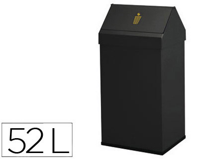 PAPELERA METALICA BASCULANTE GANCHOS INTERIORES ARO INFERIOR PVC ANCHO 32CM ALTO 65CM FONDO 25CM CAPACIDAD 41L