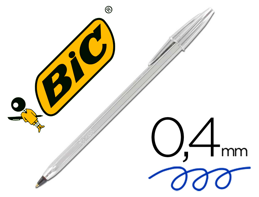 BOLIGRAFO BIC CRISTAL CELEBRATION PLATA TINTA NEGRA UNIDAD
