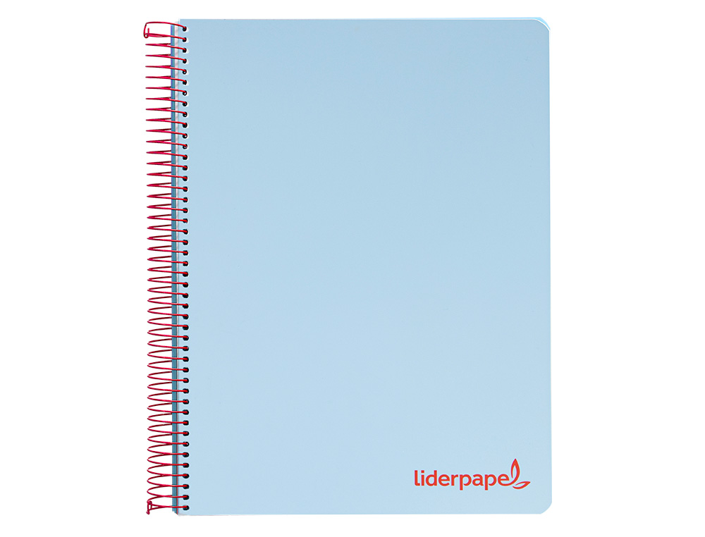 CUADERNO ESPIRAL LIDERPAPEL A5 MICRO WONDER TAPA PLASTICO 120H 90GR CUADRO 5MM 5 BANDAS 6 TALADROS COLOR CELESTE