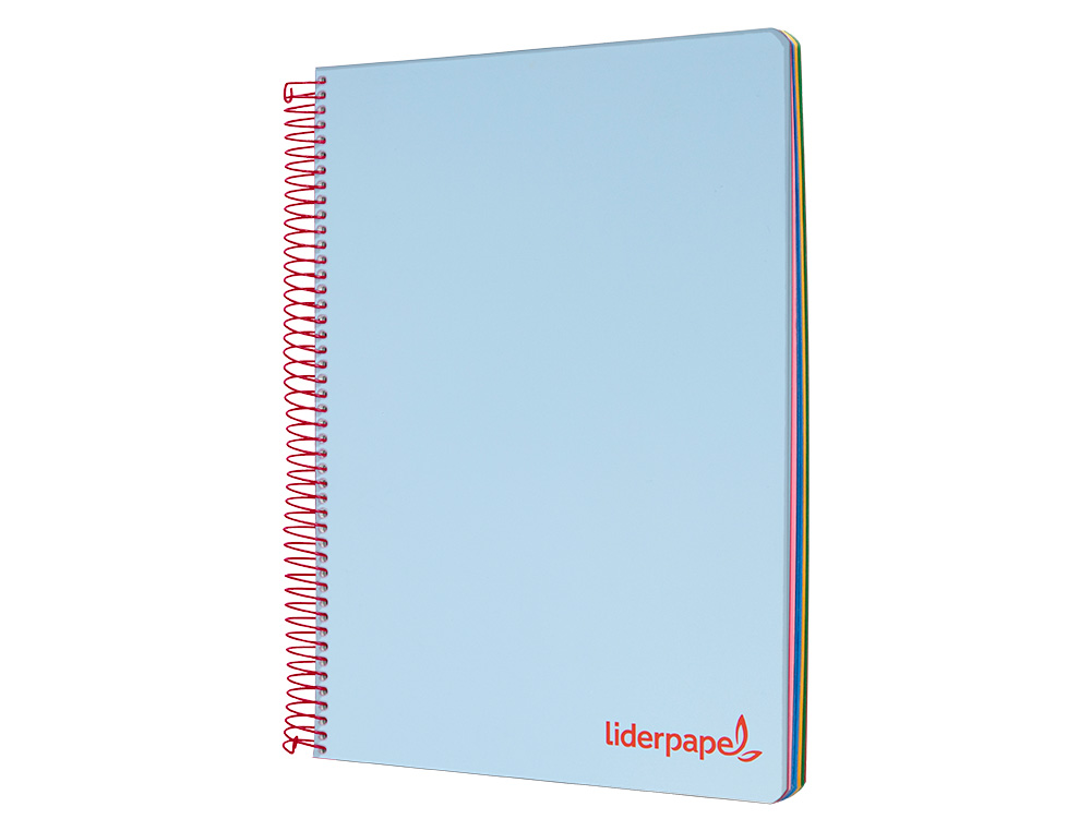 CUADERNO ESPIRAL LIDERPAPEL A5 MICRO WONDER TAPA PLASTICO 120H 90GR CUADRO 5MM 5 BANDAS 6 TALADROS COLOR CELESTE
