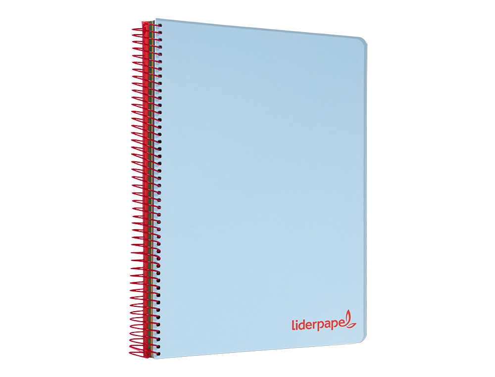 CUADERNO ESPIRAL LIDERPAPEL A5 MICRO WONDER TAPA PLASTICO 120H 90GR CUADRO 5MM 5 BANDAS 6 TALADROS COLOR CELESTE