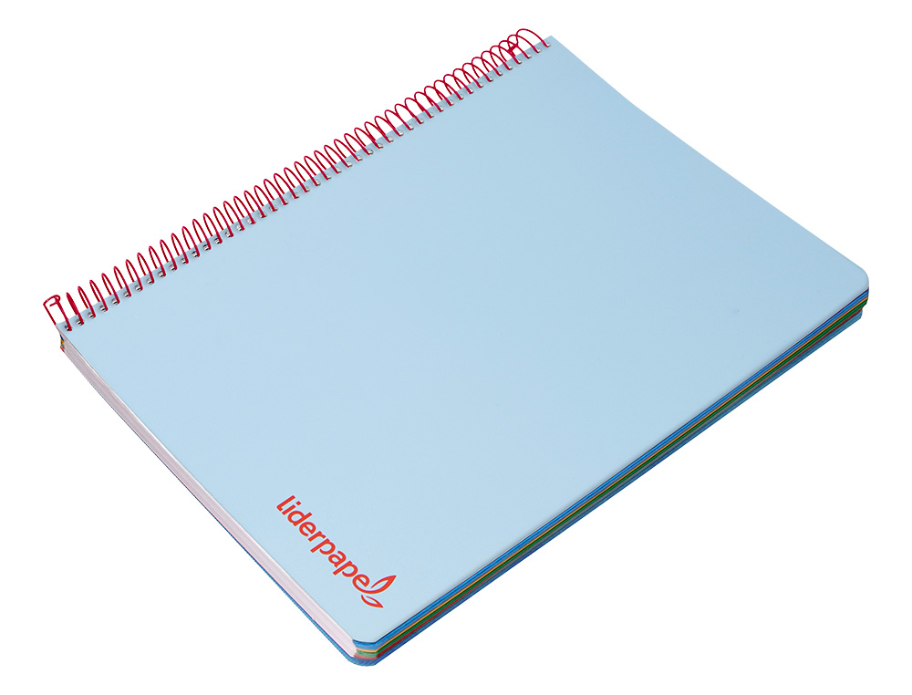 CUADERNO ESPIRAL LIDERPAPEL A5 MICRO WONDER TAPA PLASTICO 120H 90GR CUADRO 5MM 5 BANDAS 6 TALADROS COLOR CELESTE