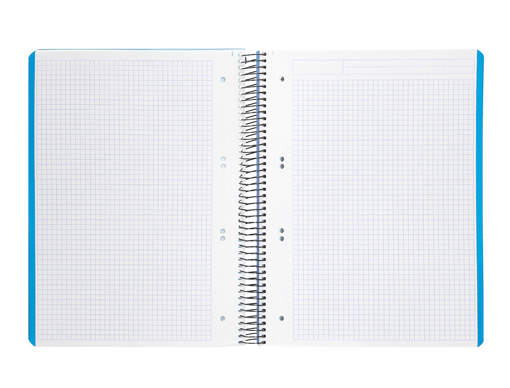 CUADERNO ESPIRAL LIDERPAPEL A5 MICRO WONDER TAPA PLASTICO 120H 90GR CUADRO 5MM 5 BANDAS 6 TALADROS COLOR CELESTE