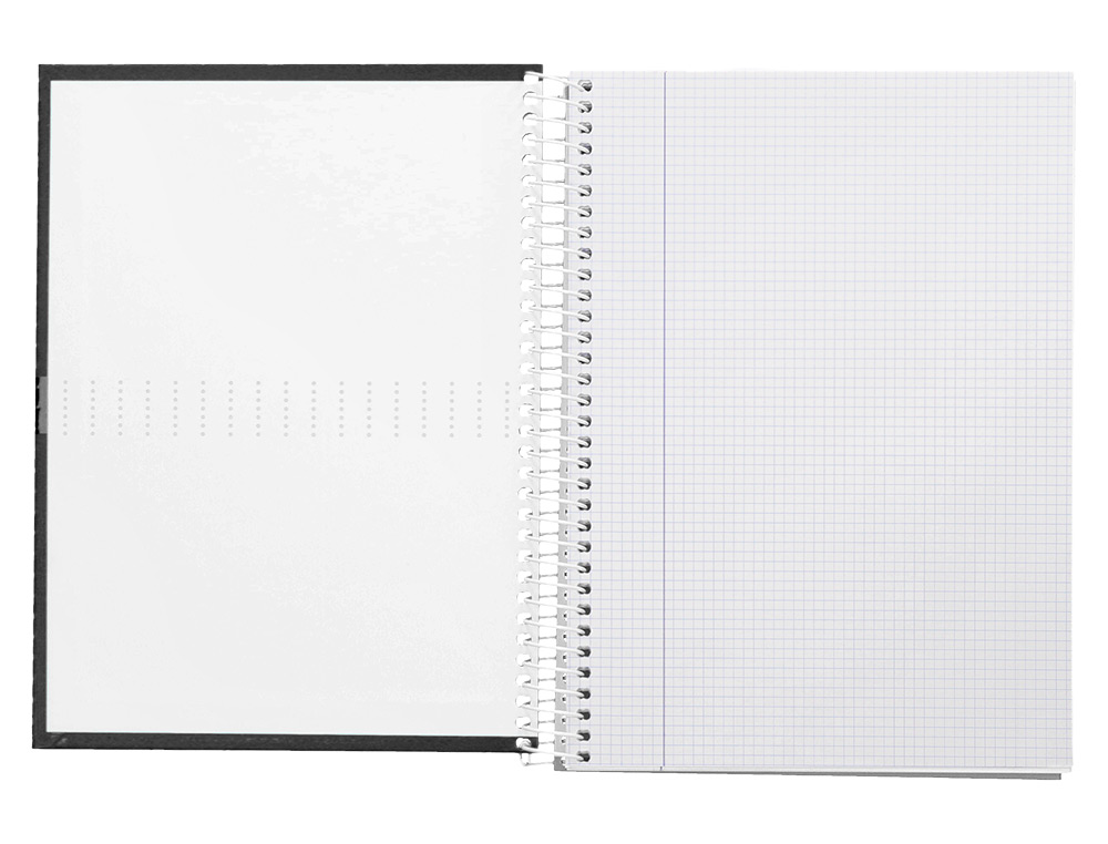 CUADERNO ESPIRAL LIDERPAPEL A4 CRAFTY TAPA FORRADA 80H 90GR CUADRO 4MM CON MARGEN COLOR NEGRO