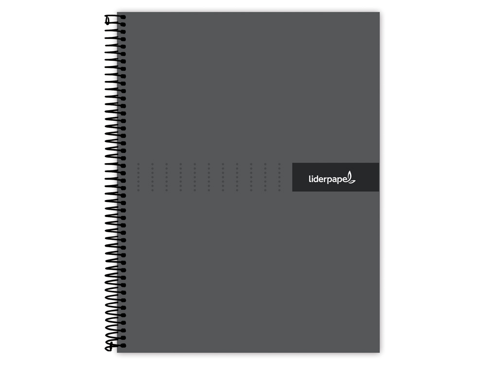 CUADERNO ESPIRAL LIDERPAPEL A4 CRAFTY TAPA FORRADA 80H 90GR CUADRO 4MM CON MARGEN COLOR NEGRO