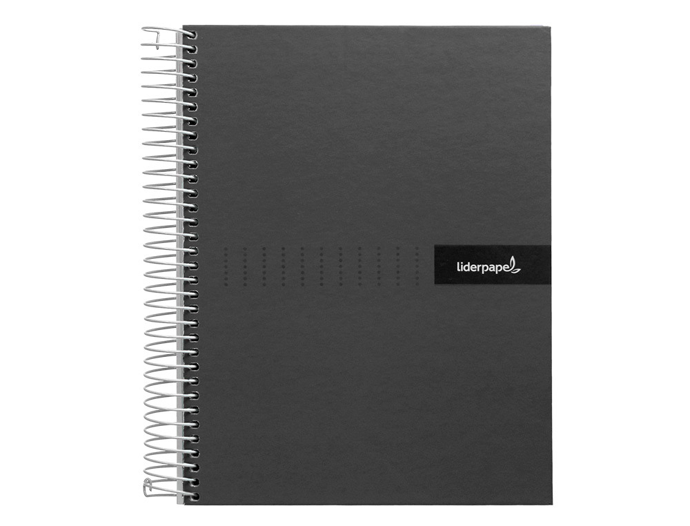CUADERNO ESPIRAL LIDERPAPEL A4 CRAFTY TAPA FORRADA 80H 90GR CUADRO 4MM CON MARGEN COLOR NEGRO