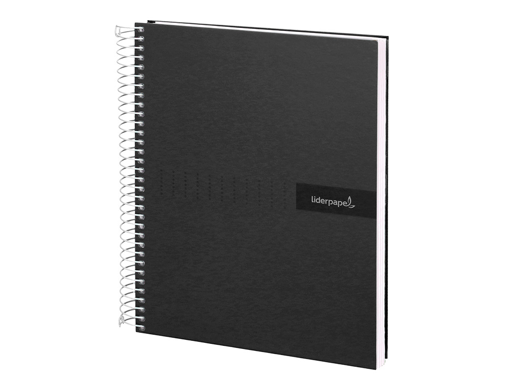 CUADERNO ESPIRAL LIDERPAPEL A4 CRAFTY TAPA FORRADA 80H 90GR CUADRO 4MM CON MARGEN COLOR NEGRO