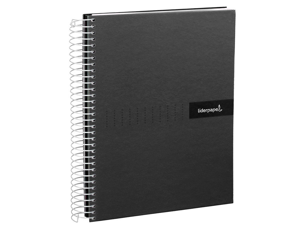CUADERNO ESPIRAL LIDERPAPEL A4 CRAFTY TAPA FORRADA 80H 90GR CUADRO 4MM CON MARGEN COLOR NEGRO