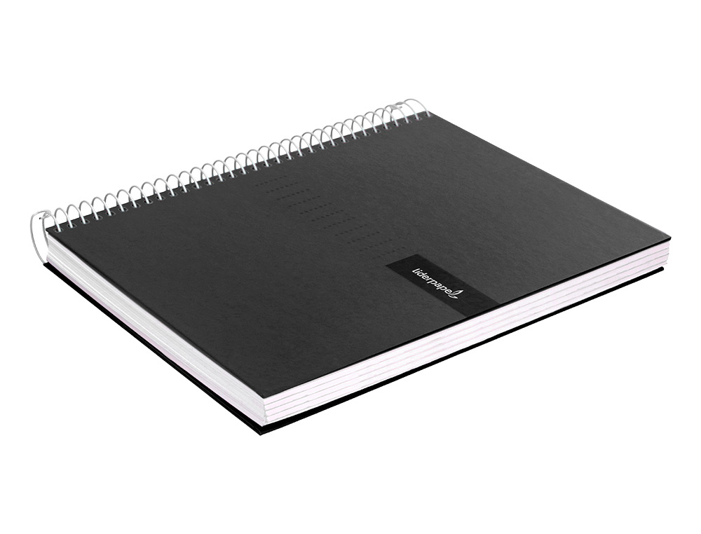 CUADERNO ESPIRAL LIDERPAPEL A4 CRAFTY TAPA FORRADA 80H 90GR CUADRO 4MM CON MARGEN COLOR NEGRO