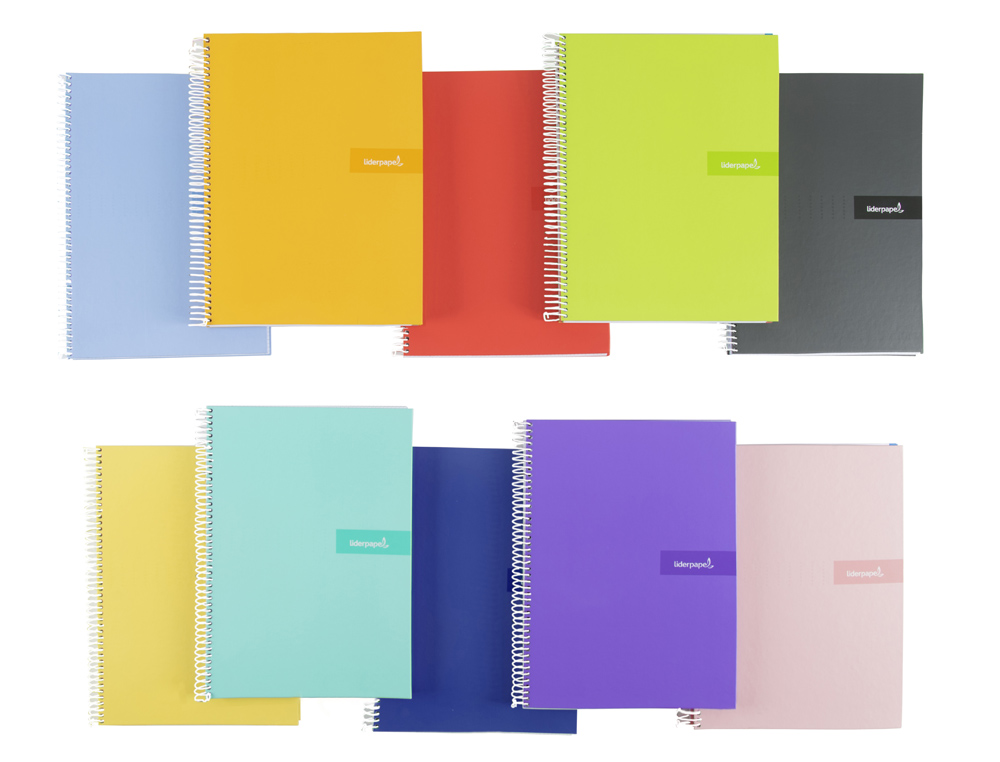 CUADERNO ESPIRAL LIDERPAPEL A4 CRAFTY TAPA FORRADA 80H 90 90GR PAUTA ESTRECHA 2,5MM CON MARGEN COLORES SURTIDOS