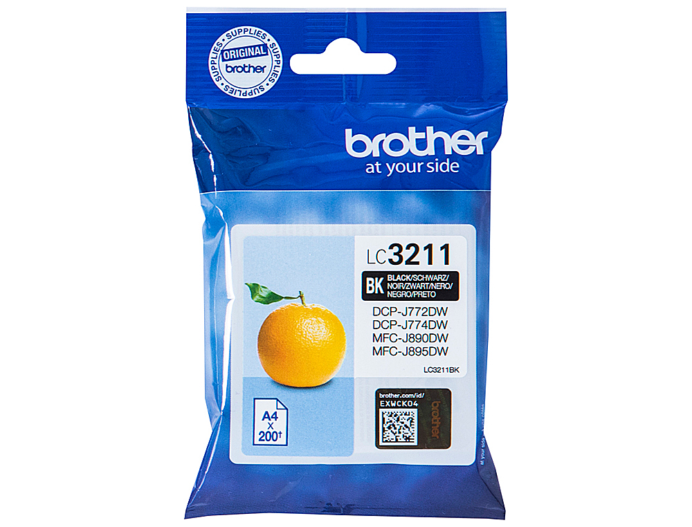 INK-JET BROTHER LC3211BK DCP-J572 / DCP-J772 / DCP-J774 / MFC-J890 / MFC-J895 NEGRO 200 PAG