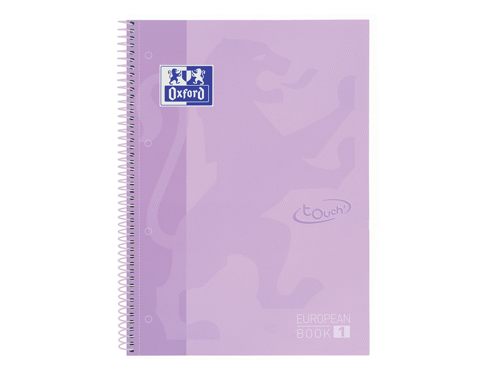 CUADERNO ESPIRAL OXFORD EBOOK 1 SCHOOL TOUCH TE DIN A4+ 80 HOJAS CUADRO 5 MM CON MARGEN MALVA PASTEL