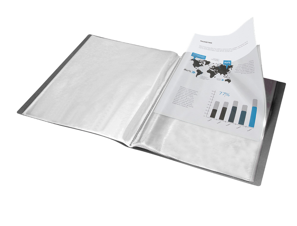 CARPETA LIDERPAPEL ESCAPARATE 60 FUNDAS POLIPROPILENO DIN A4 NEGRO OPACO
