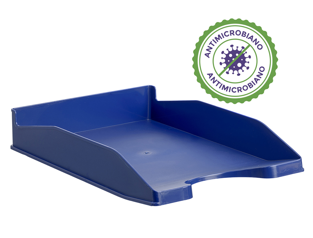 BANDEJA SOBREMESA ARCHIVO 2000 ANTIMICROBIANA PLASTICO APILABLE 3 POSICIONES DIN A4 Y FOLIO AZUL 345X255X60 MM