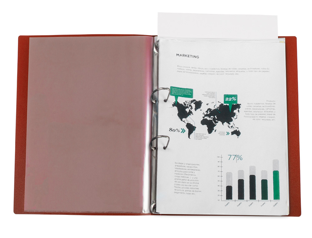 CARPETA LIDERPAPEL CANGURO 2 ANILLAS 25 MM MIXTAS POLIPROPILENO DIN A4 ROJO TRANSLUCIDO