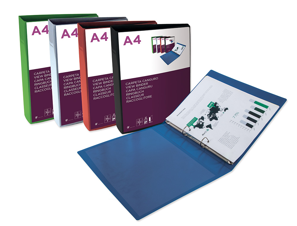 CARPETA LIDERPAPEL CANGURO 2 ANILLAS 25 MM MIXTAS POLIPROPILENO DIN A4 ROJO TRANSLUCIDO