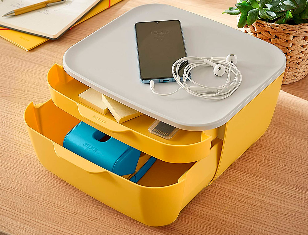 FICHERO CAJONES DE SOBREMESA LEITZ COSY 2 CAJONES AMARILLO