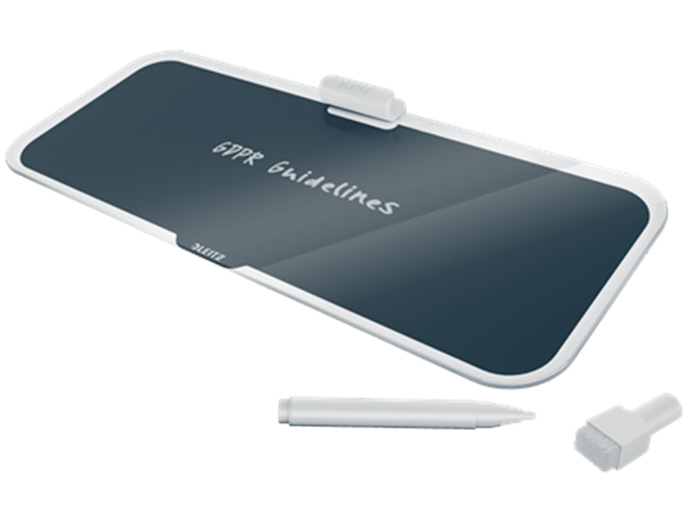 PIZARRA LEITZ COSY SOBREMESA CRISTAL CON ROTULADOR Y BORRADOR GRIS 150X60X380 MM