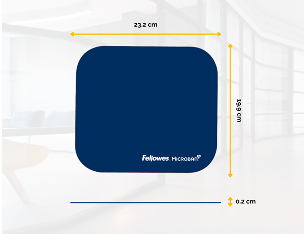 ALFOMBRILLA PARA RATON FELLOWES CON PROTECCION MICROBAN COLOR AZUL 226X192X3 MM