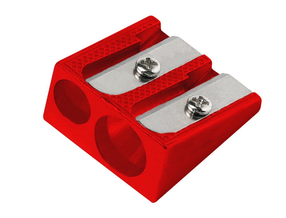 SACAPUNTAS LIDERPAPEL METALICO CUA 2 USOS COLOR ROJO