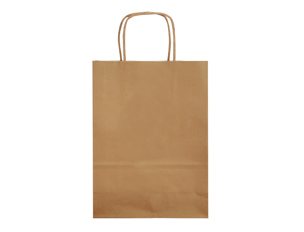 BOLSA PAPEL Q-CONNECT CELULOSA NATURAL LISO L CON ASA RETORCIDA 320X400X140 MM