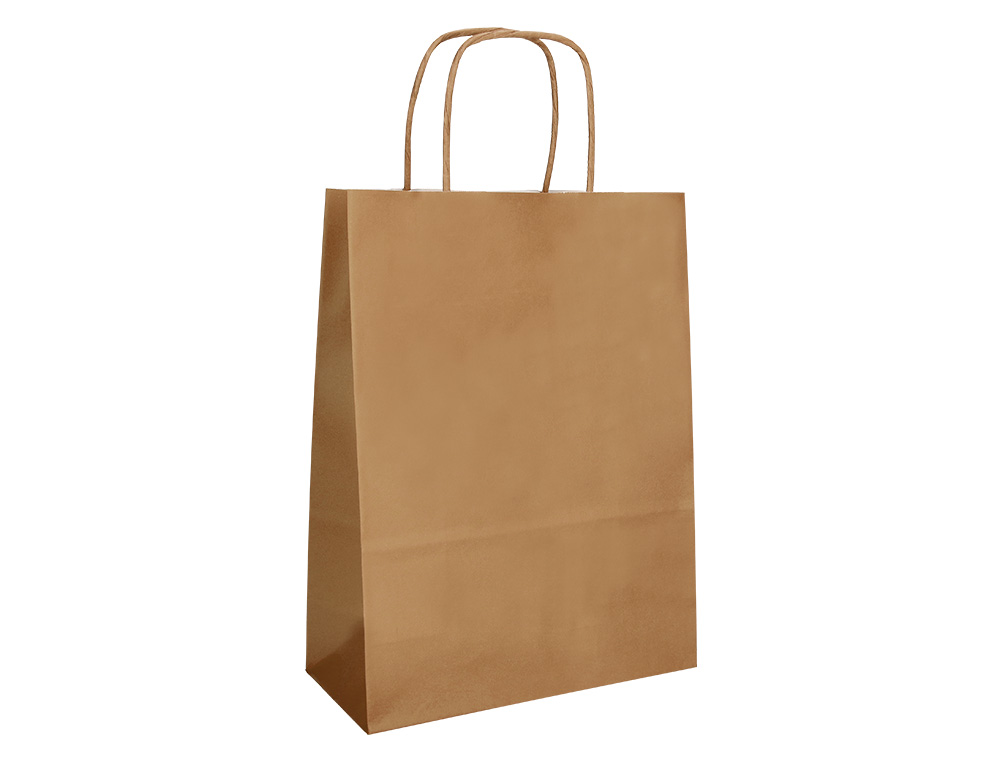 BOLSA PAPEL Q-CONNECT CELULOSA NATURAL LISO L CON ASA RETORCIDA 320X400X140 MM