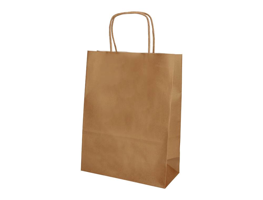 BOLSA PAPEL Q-CONNECT CELULOSA NATURAL LISO L CON ASA RETORCIDA 320X400X140 MM