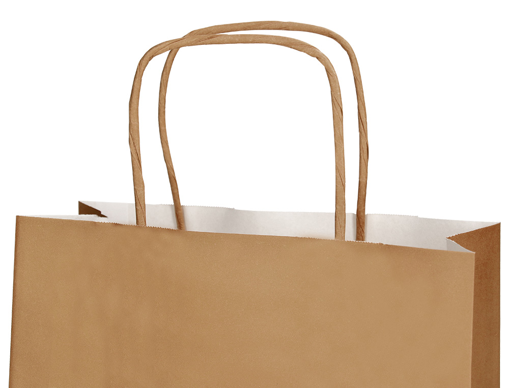BOLSA PAPEL Q-CONNECT CELULOSA NATURAL LISO L CON ASA RETORCIDA 320X400X140 MM