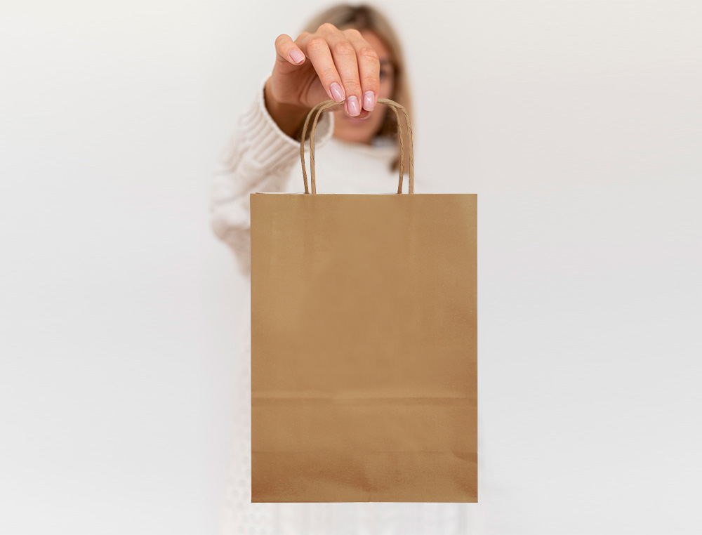 BOLSA PAPEL Q-CONNECT CELULOSA NATURAL LISO L CON ASA RETORCIDA 320X400X140 MM