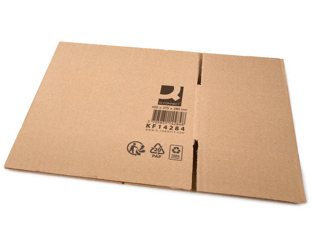 CAJA PARA EMBALAR Q-CONNECT AMERICANA ULTRA RESISTENTE CARTON RECICLADO CANAL DOBLE 7MM COLOR KRAFT 450X375X280 MM