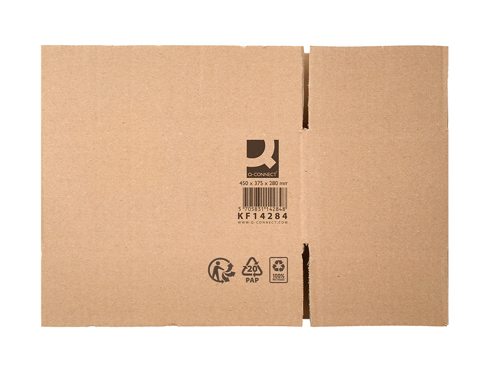 CAJA PARA EMBALAR Q-CONNECT AMERICANA ULTRA RESISTENTE CARTON RECICLADO CANAL DOBLE 7MM COLOR KRAFT 450X375X280 MM