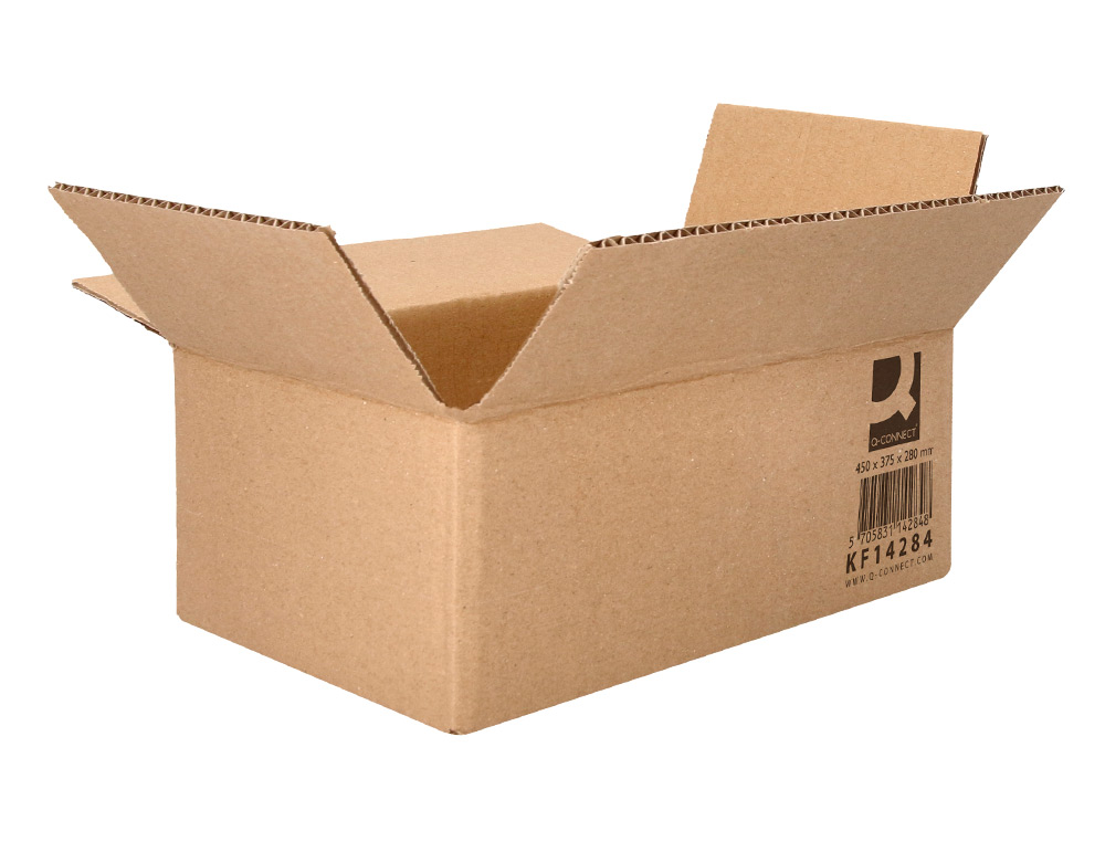 CAJA PARA EMBALAR Q-CONNECT AMERICANA ULTRA RESISTENTE CARTON RECICLADO CANAL DOBLE 7MM COLOR KRAFT 450X375X280 MM