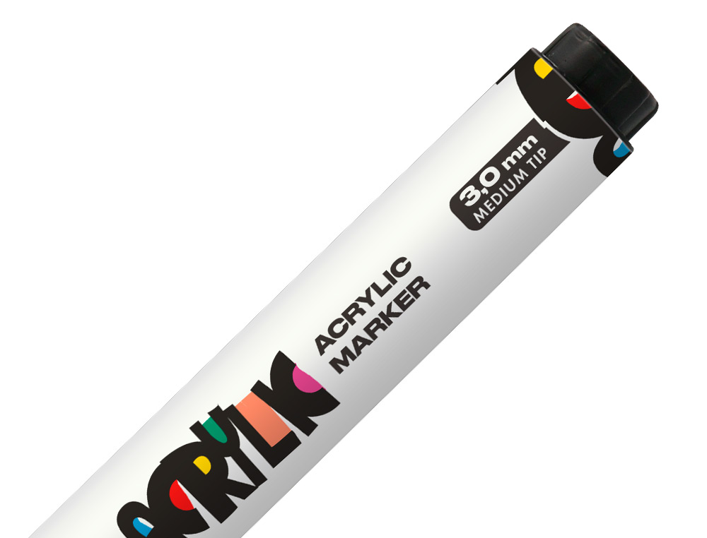 ROTULADOR LIDERPAPEL ACRYLIC BASE AGUA TODO TIPO DE SUPERFICIE PUNTA REDONDA 3 MM BLANCO