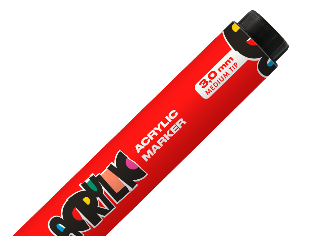 ROTULADOR LIDERPAPEL ACRYLIC BASE AGUA TODO TIPO DE SUPERFICIE PUNTA REDONDA 3 MM ROJO