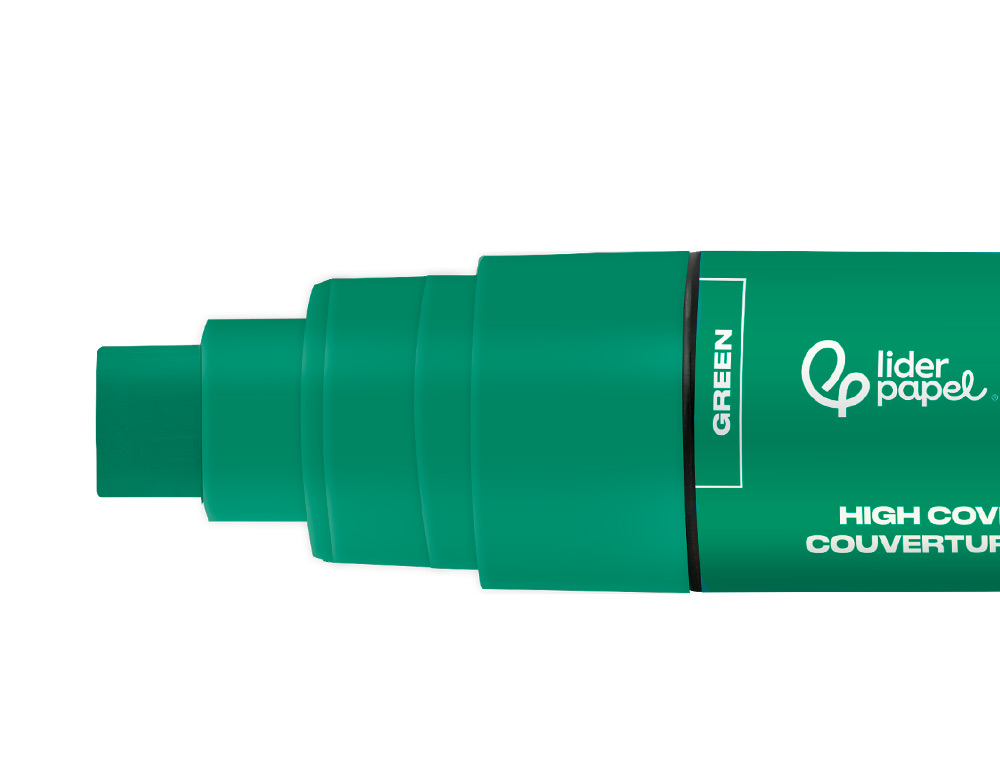 ROTULADOR LIDERPAPEL ACRYLIC BASE AGUA TODO TIPO DE SUPERFICIE PUNTA RECTANGULAR 10 MM VERDE