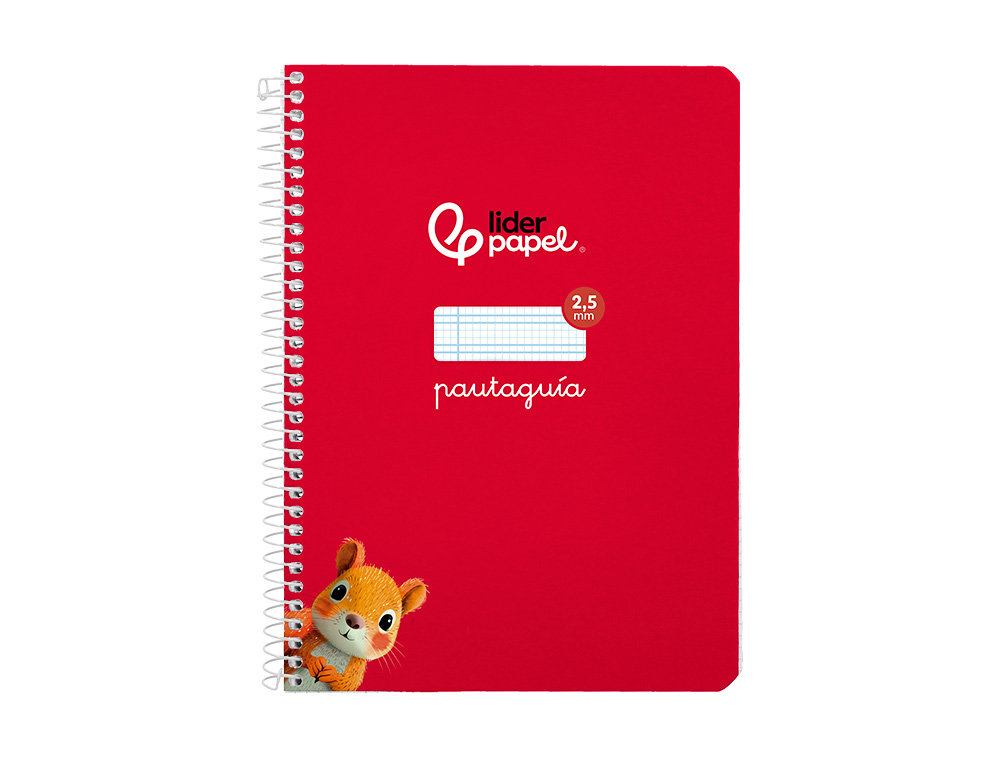CUADERNO ESPIRAL LIDERPAPEL A5 PAUTAGUIA TAPA BLANDA 40H 75GR CUADRO PAUTADO 2,5MM COLOR ROJO