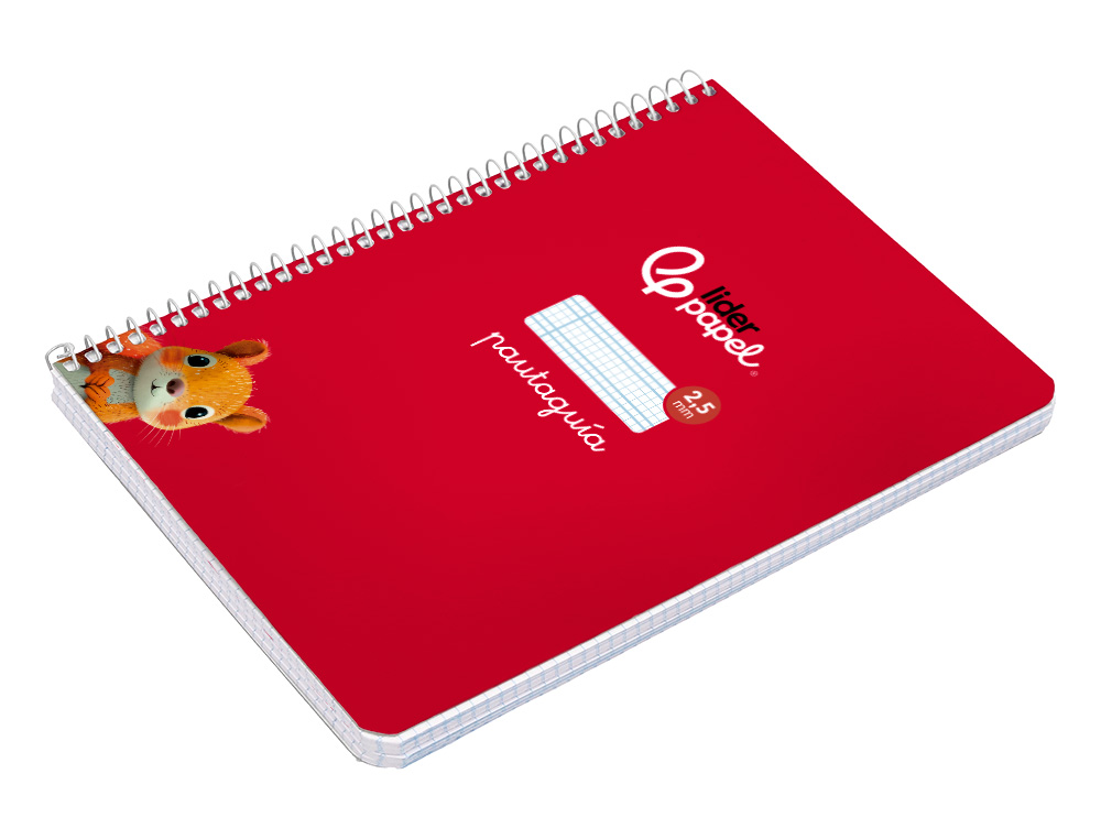 CUADERNO ESPIRAL LIDERPAPEL A5 PAUTAGUIA TAPA BLANDA 40H 75GR CUADRO PAUTADO 2,5MM COLOR ROJO
