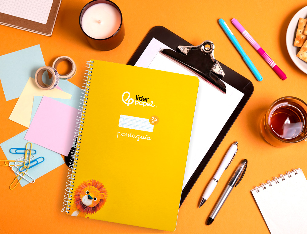 CUADERNO ESPIRAL LIDERPAPEL A4 PAUTAGUIA TAPA BLANDA 80H 75GR CUADRO PAUTADO 2,5MM COLOR AMARILLO