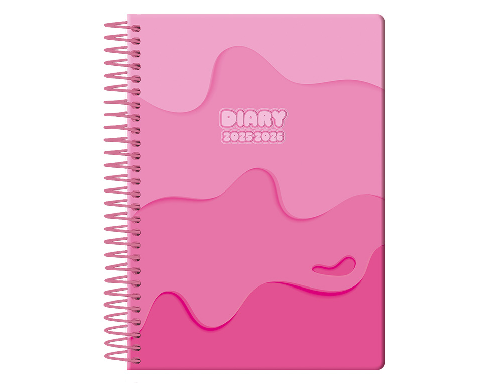 AGENDA ESCOLAR LIDERPAPEL 25-26 ESPIRAL MELTING ROSA SEMANA VISTA A6 BILINGE PAPEL FSC 80 GR