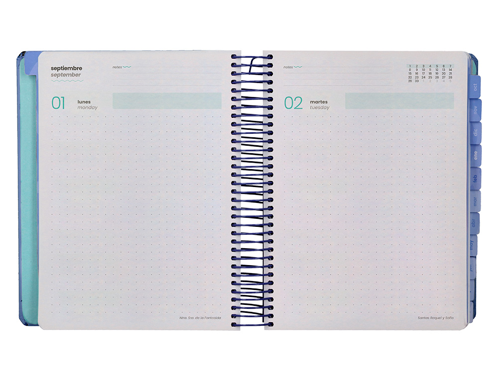 AGENDA ESCOLAR LIDERPAPEL 25-26 ESPIRAL PATTERNS RAYOS AZUL DIA PAGINA A5 BILINGE PAPEL FSC 80 GR