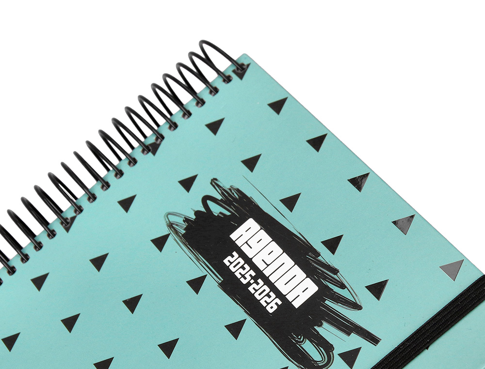 AGENDA ESCOLAR LIDERPAPEL 25-26 ESPIRAL PATTERNS TRIANGULOS SEMANA VISTA A6 BILINGE PAPEL FSC 80 GR