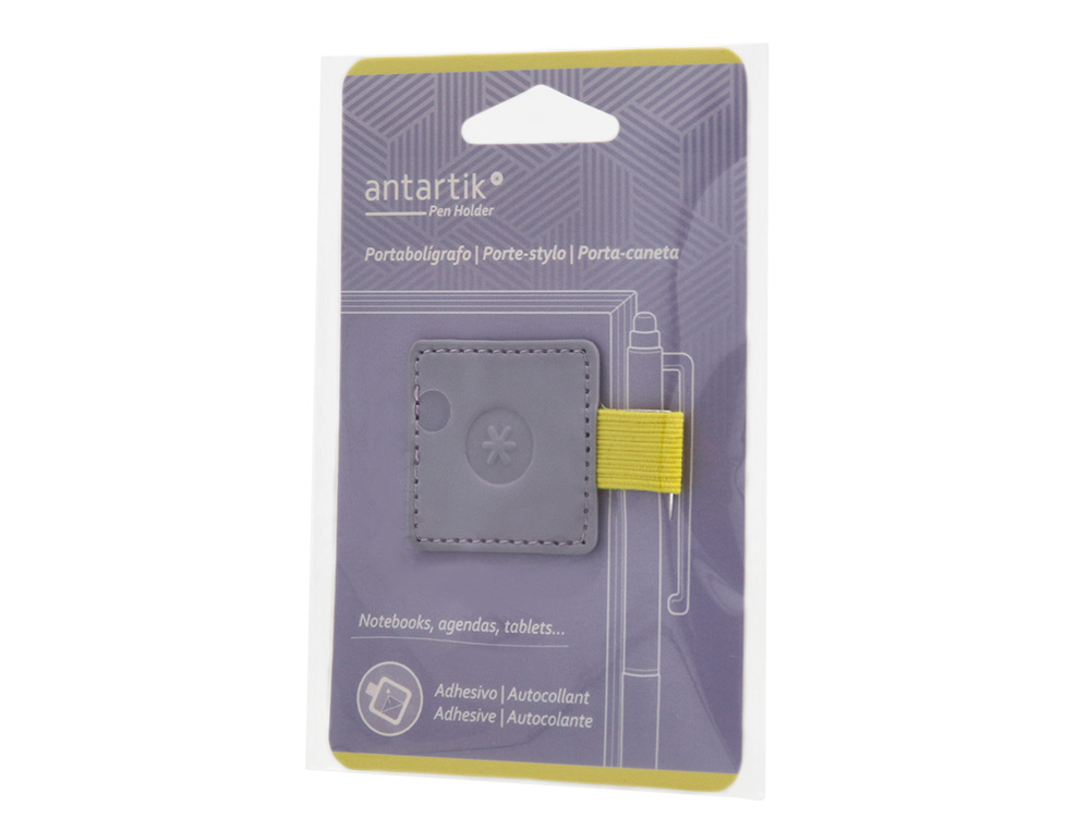 PORTABOLIGRAFO AUTOADHESIVO ANTARTIK PARA CUADERNO NOTE CON ELASTICO HASTA 15 MM GROSOR 1MM MORADO Y AMARILLO
