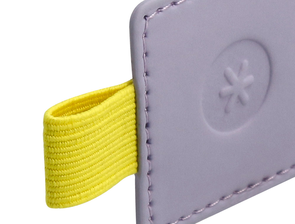 PORTABOLIGRAFO AUTOADHESIVO ANTARTIK PARA CUADERNO NOTE CON ELASTICO HASTA 15 MM GROSOR 1MM MORADO Y AMARILLO