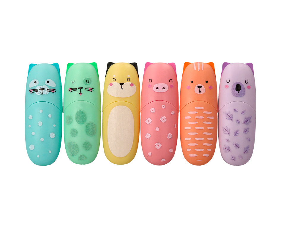 ROTULADOR IMAGINOVO FLUORESCENTE SAFARI GLOW PASTEL ANIMALES CAJA 6 UNIDADES SURTIDAS